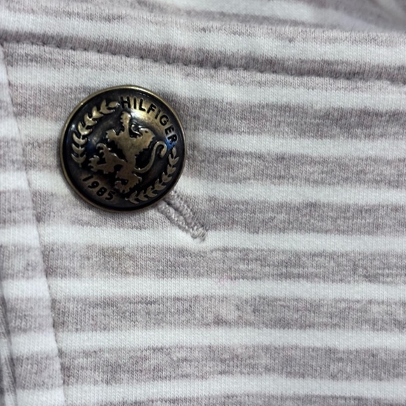 Tommy Hilfiger Women's Gray White Stripe SZ L Open Front Military Band Jacket - Picture 5 of 16